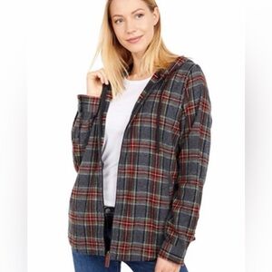 Women's L.L.Bean Scotch Plaid Flannel Shirt, Relaxed Zip Hoodie - Size Small